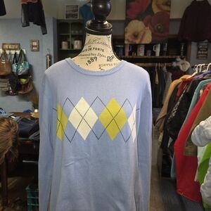 Izod Light Blue Argyle Crewneck Sweater